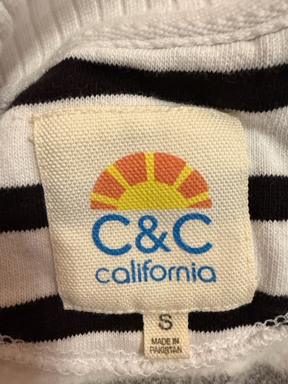 C&C California Women's Cropped Striped Half-Zip Small Pullover Top - Picture 9 of 11